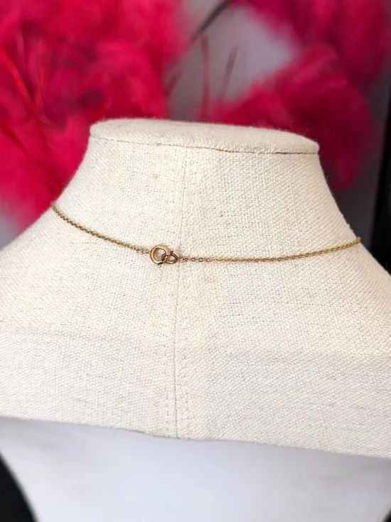 Vintage Gold-Tone Heart Pendant Necklace with Pink Rose Accent - Picture 6 of 7